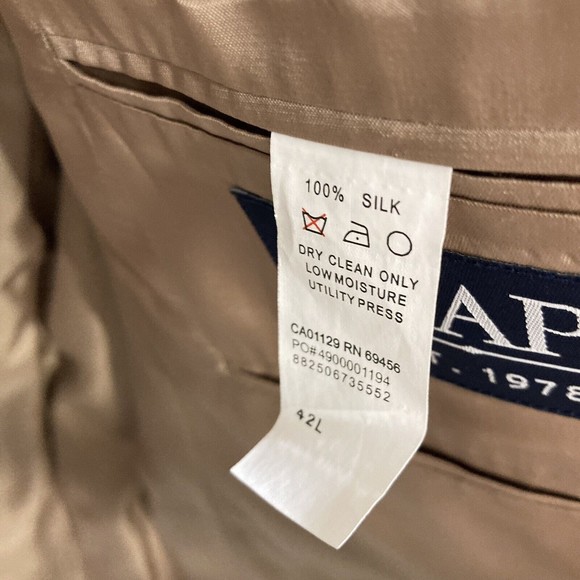 CHAPS Blazer Mens 42 Suit Jacket Gold Check Plaid 100% Silk RL Sport Coat 42L - Picture 6 of 7